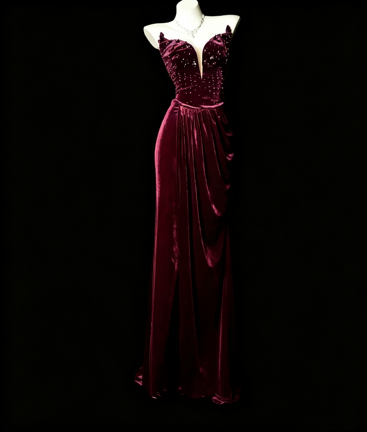 Trägerloses silbernes Vintage-Abendkleid, A-Linie, Geburtstagskleid J9370