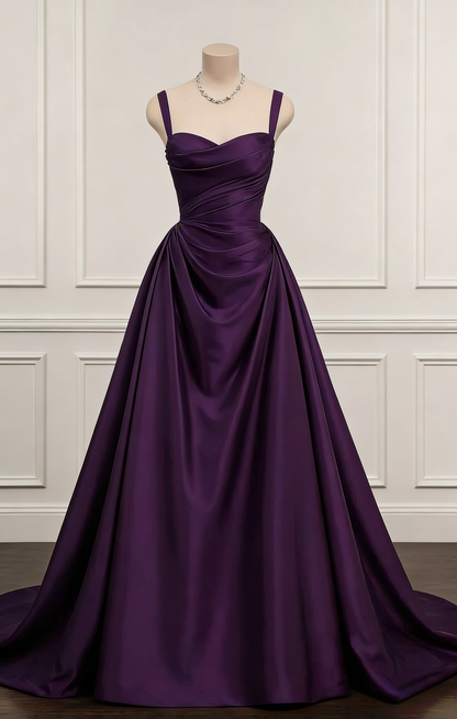 Navy Blue A Line Satin Prom Dress Formal Evening Dress J9871