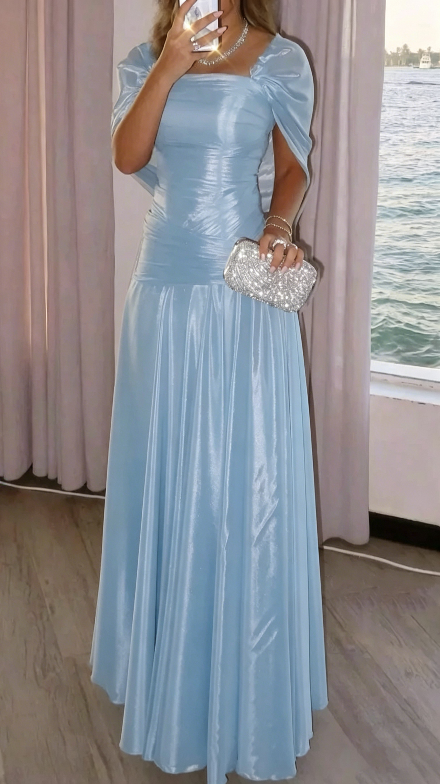 A Line Pink Organza Prom Dress Formal Wedding Guest Dress  J9960