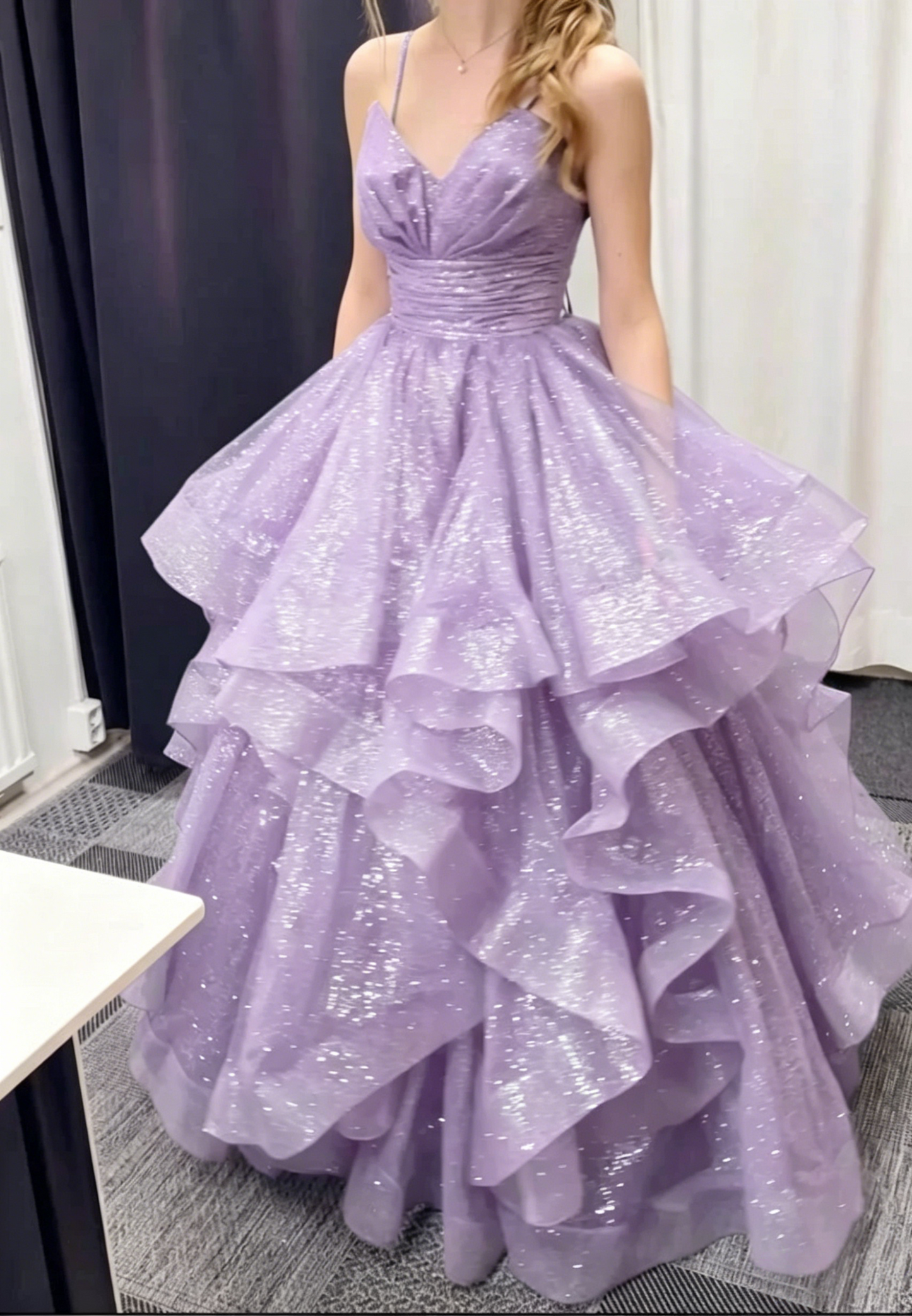 Spaghetti Strap Emerald Green Tulle Prom Dress Sparkle Evening Dress J9986