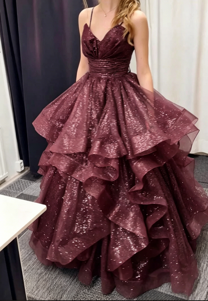 Spaghetti Strap Emerald Green Tulle Prom Dress Sparkle Evening Dress J9986