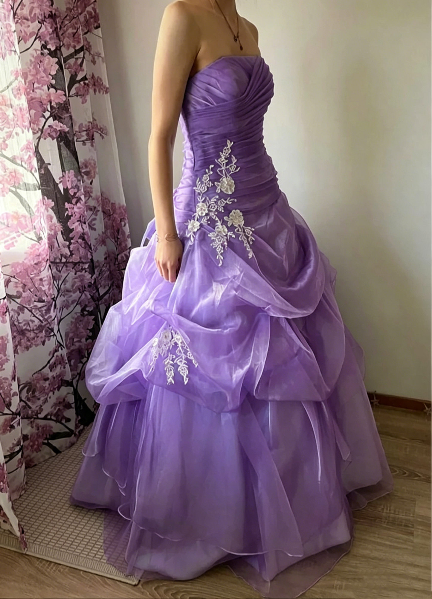 Trägerloses silbernes Vintage-Abendkleid, A-Linie, Geburtstagskleid J9370
