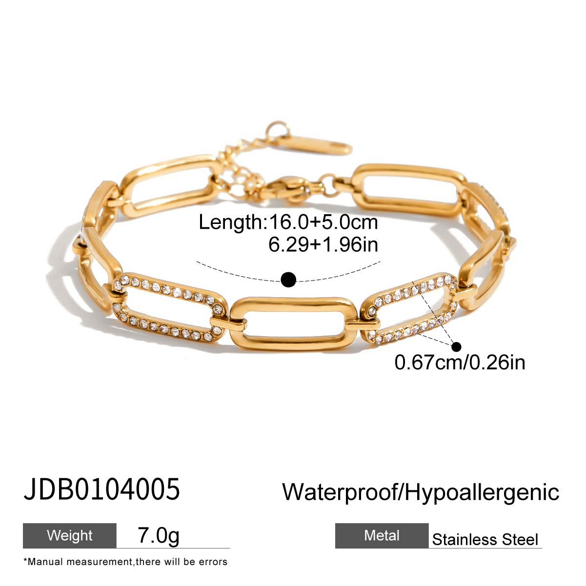 Bracelet étoile en acier inoxydable et strass G34