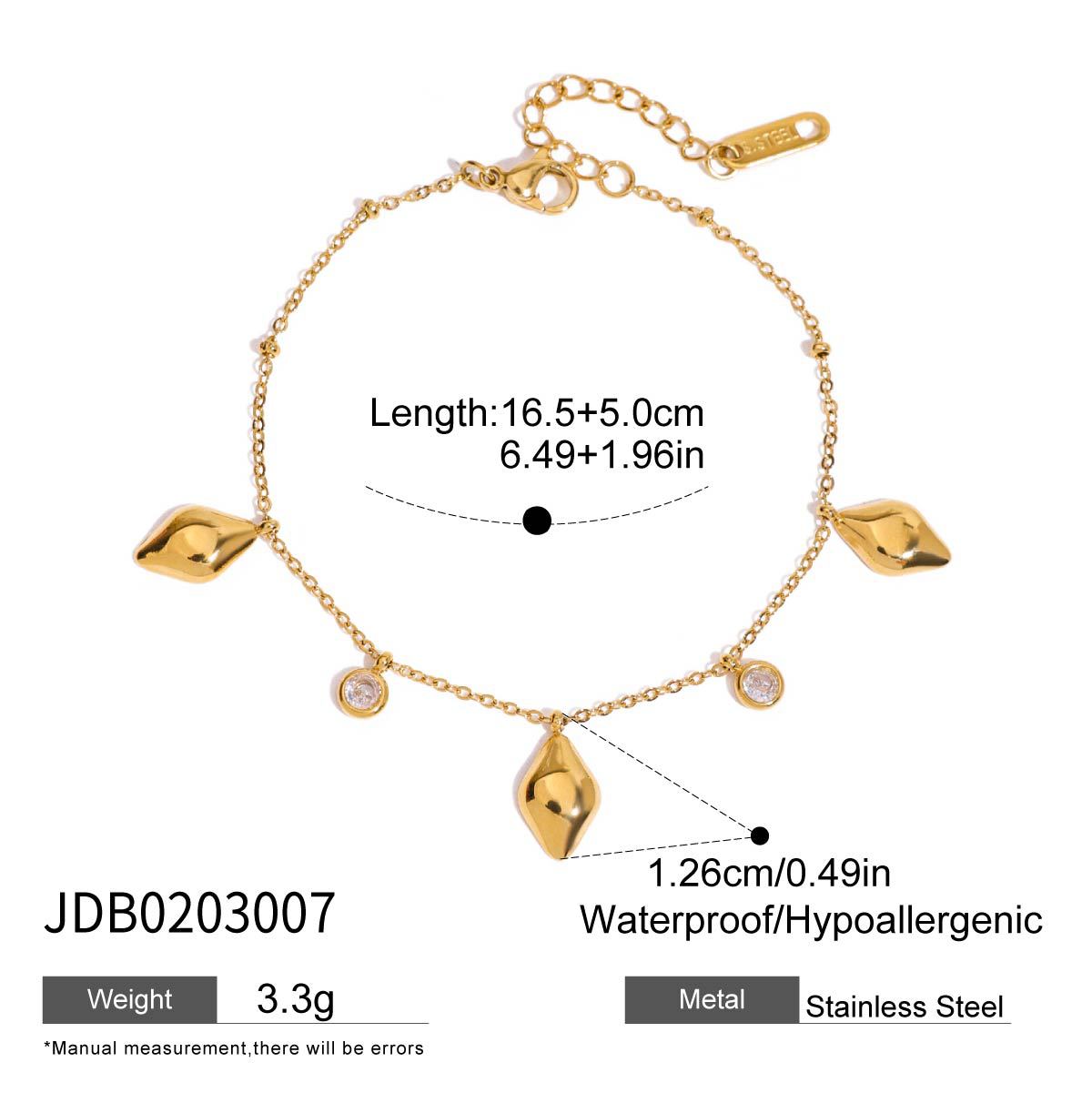 Bracelet en acier inoxydable avec zircons et motif cœur et papillon G40