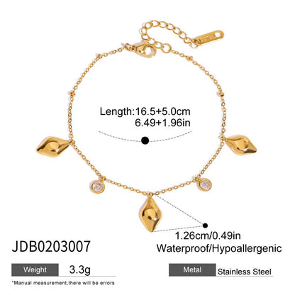 Bracelet en acier inoxydable avec zircons et motif cœur et papillon G40