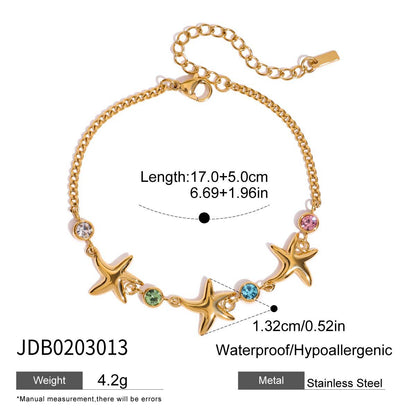 Bracelet en acier inoxydable avec zircons et motif cœur et papillon G40