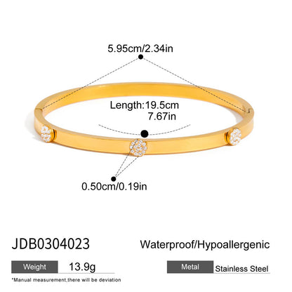 Bracelet en acier inoxydable doré avec strass G38