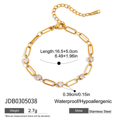 Bracelet en acier inoxydable doré avec strass G38