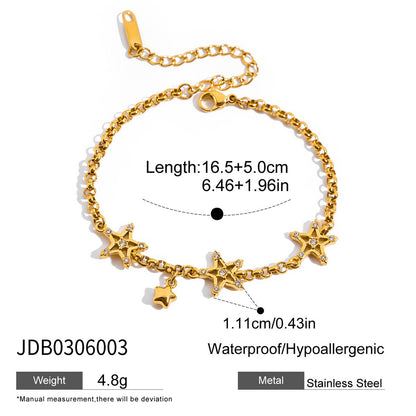 Bow Star Design Gold Stainless Steel Bracelet G33