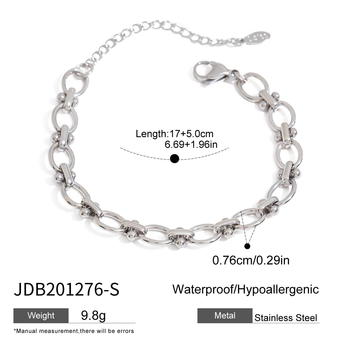 Bracelet en acier inoxydable doré avec strass G38