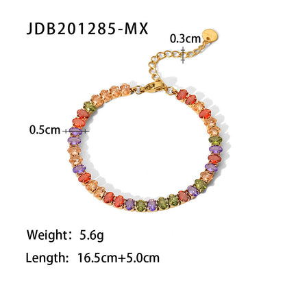 Zircon Bracelet Stainless Steel Rhinestone Simple Bracelet G36