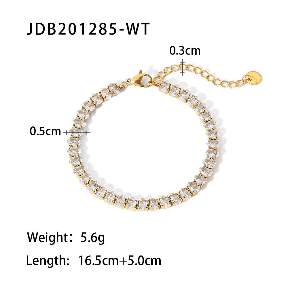Zircon Bracelet Stainless Steel Rhinestone Simple Bracelet G36