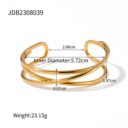 Stainless Steel Open Bracelet Irregular Lines Multi-layer Retro Bracelet G35