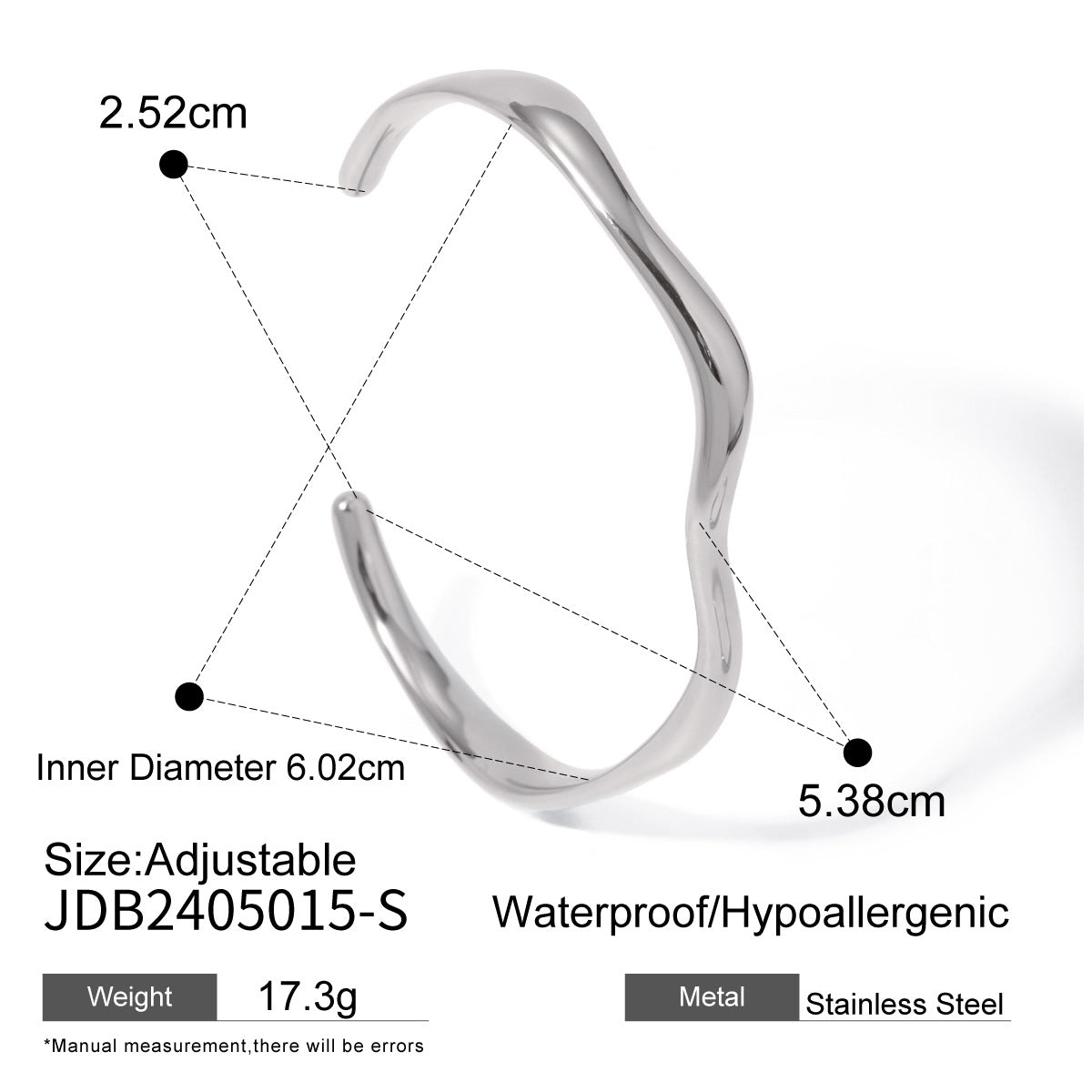 Stainless Steel Irregular Spherical Open Bracelet G32