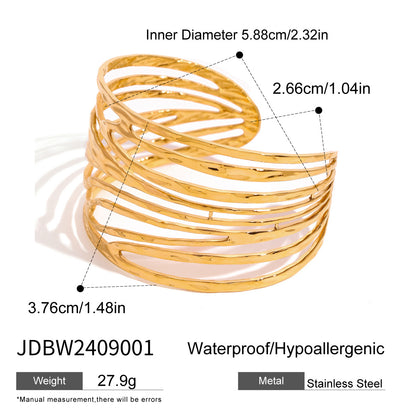 Stainless Steel Open Bracelet Irregular Lines Multi-layer Retro Bracelet G35