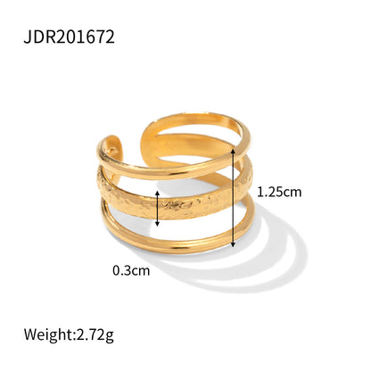 Bague simple ajustable en acier inoxydable doré G18