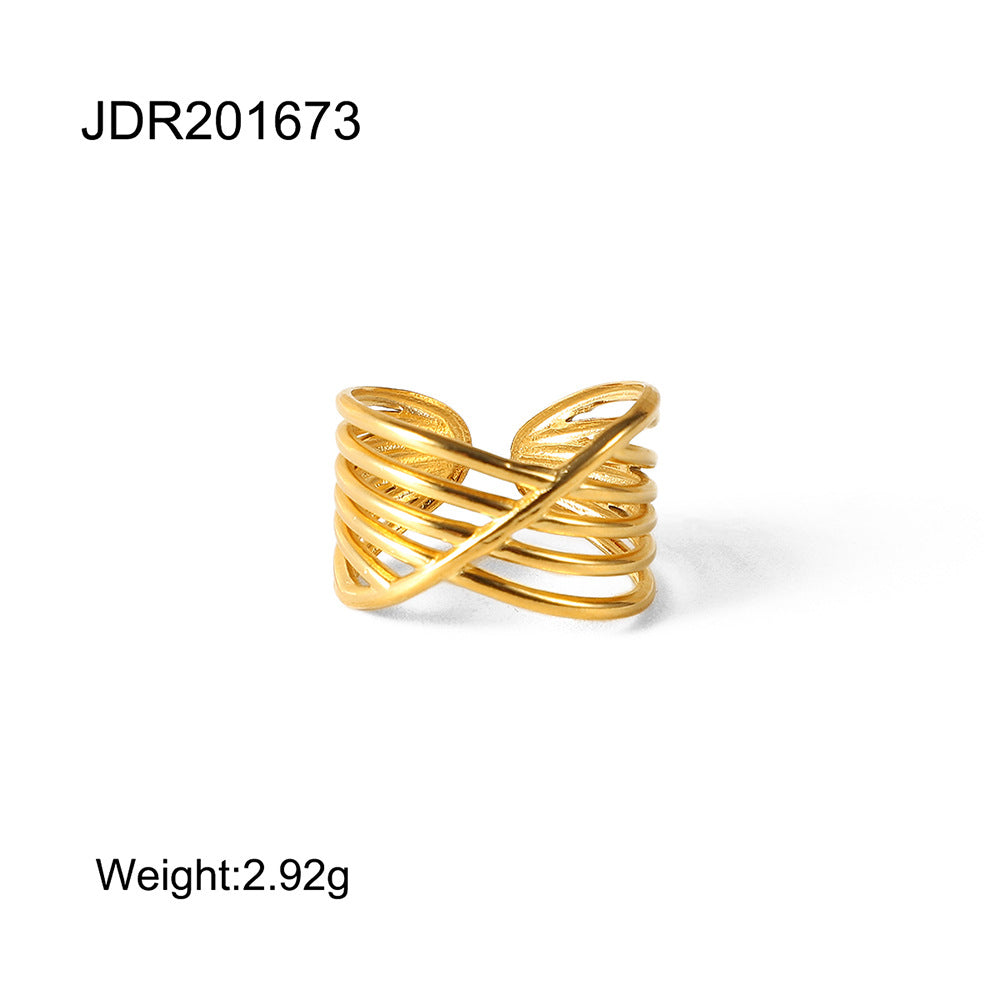 Bague simple ajustable en acier inoxydable doré G18