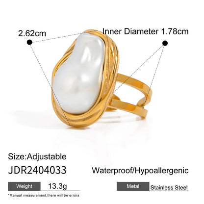 Bague irrégulière en acier inoxydable doré, bague réglable G20