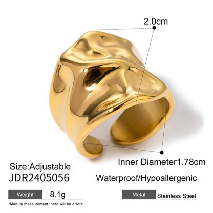 Bague irrégulière en acier inoxydable doré, bague réglable G20