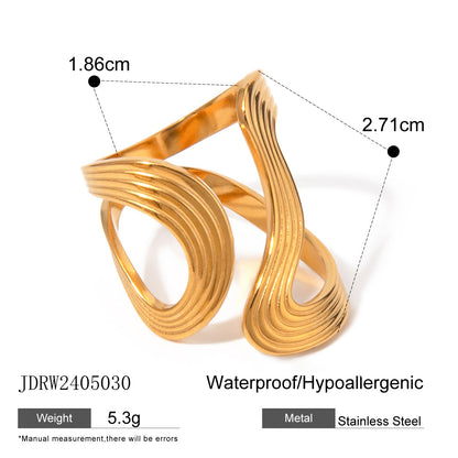 Bague ouverte en or creux à ligne irrégulière G12