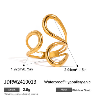 Bague ouverte en or creux à ligne irrégulière G12
