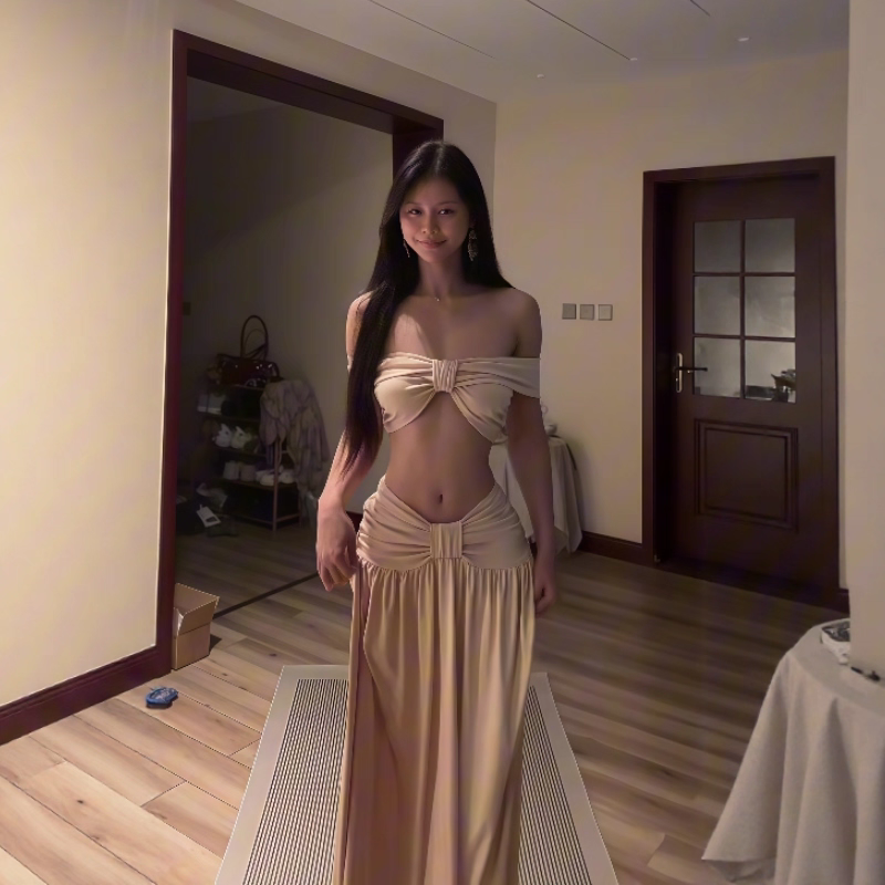 Women's Short Tops Chic Autumn Outfit 2pcs Set L84