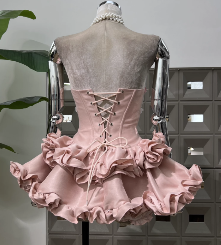 Strapless Princess Short Tutu Dress with Bow  Birthday Party Dress  L85