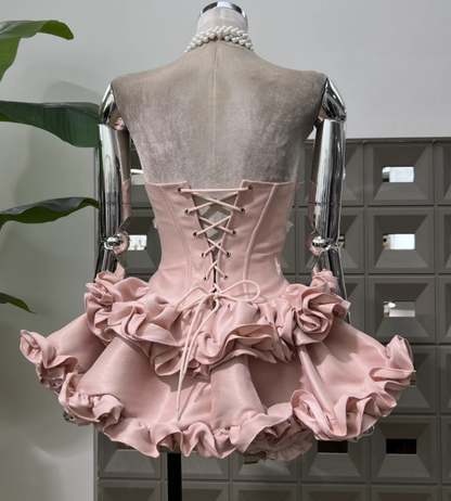 Strapless Princess Short Tutu Dress with Bow  Birthday Party Dress  L85