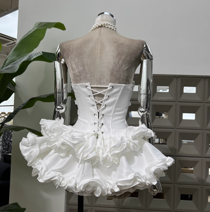 Strapless Princess Short Tutu Dress with Bow  Birthday Party Dress  L85