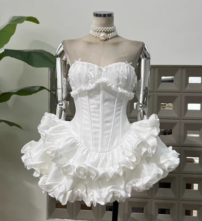 Strapless Princess Short Tutu Dress with Bow  Birthday Party Dress  L85