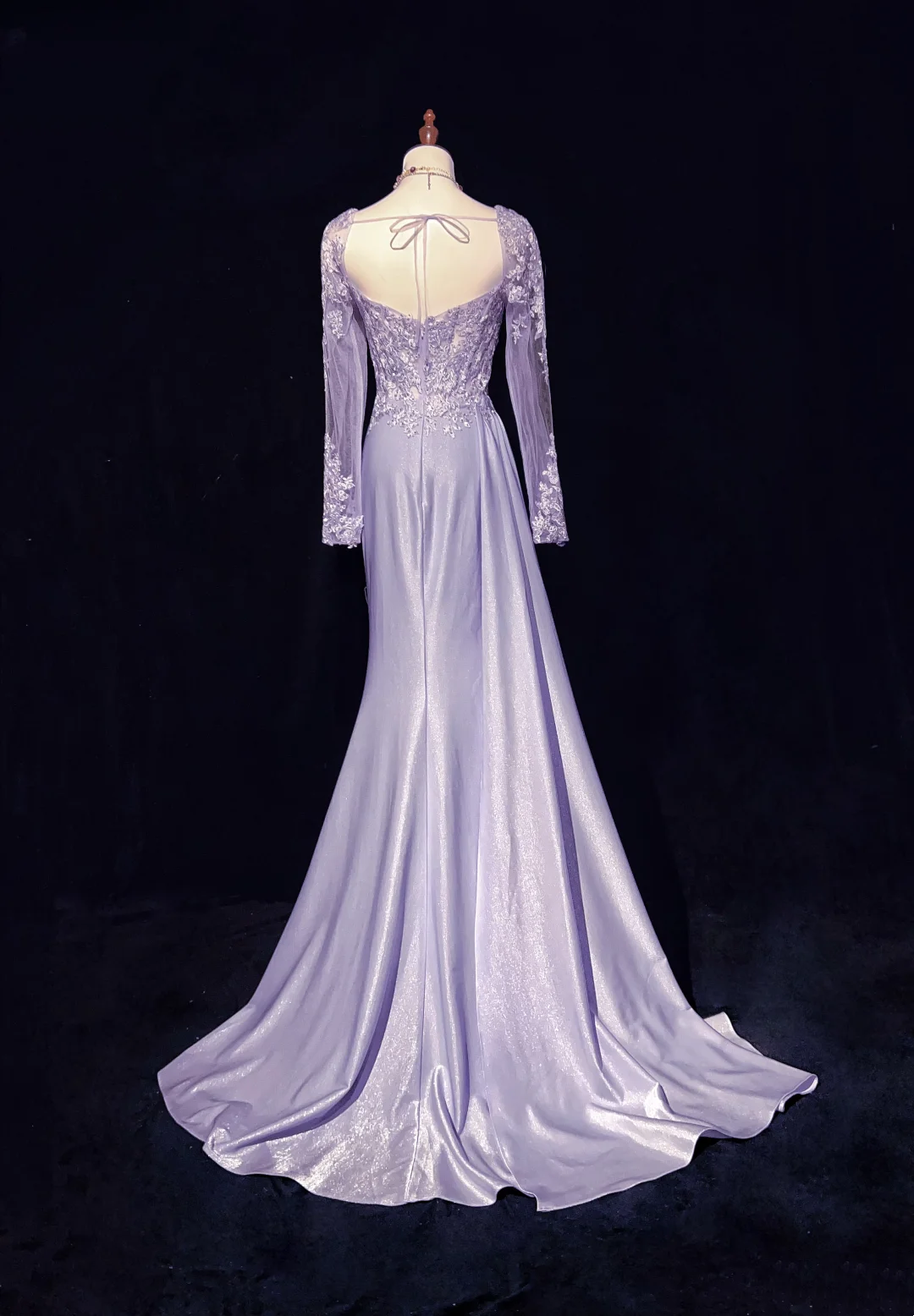 Robe de bal bustier violette en satin avec appliques, robe de soirée formelle J9413