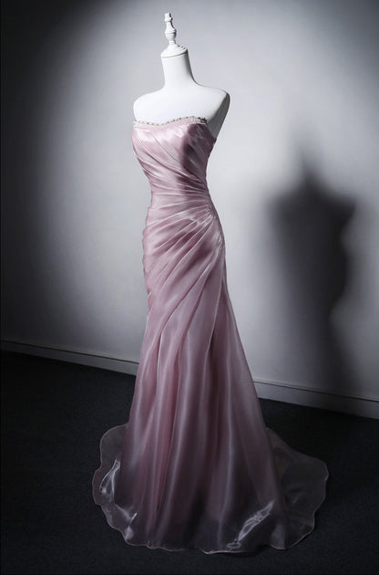 Robe de bal bustier violette en satin avec appliques, robe de soirée formelle J9413