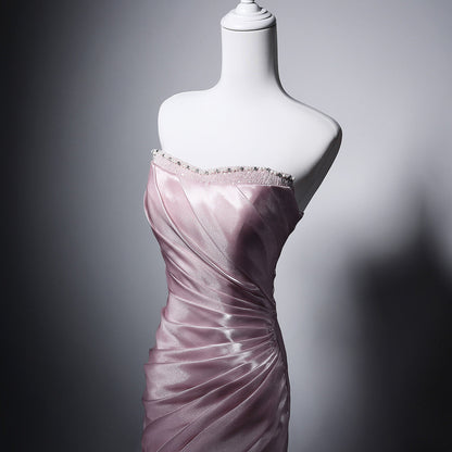 Robe de bal bustier violette en satin avec appliques, robe de soirée formelle J9413