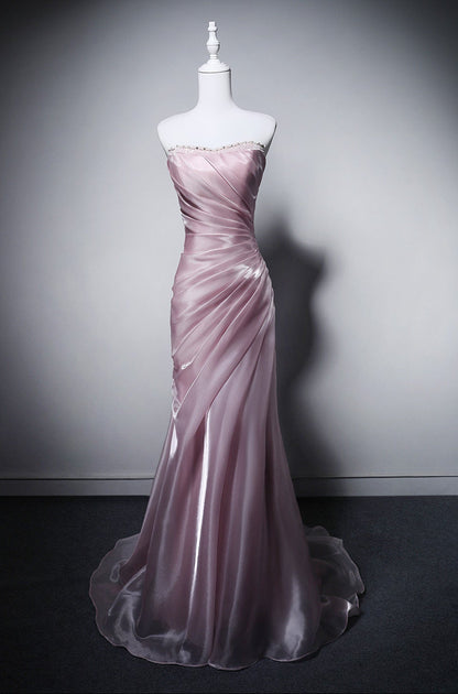 Robe de bal bustier violette en satin avec appliques, robe de soirée formelle J9413