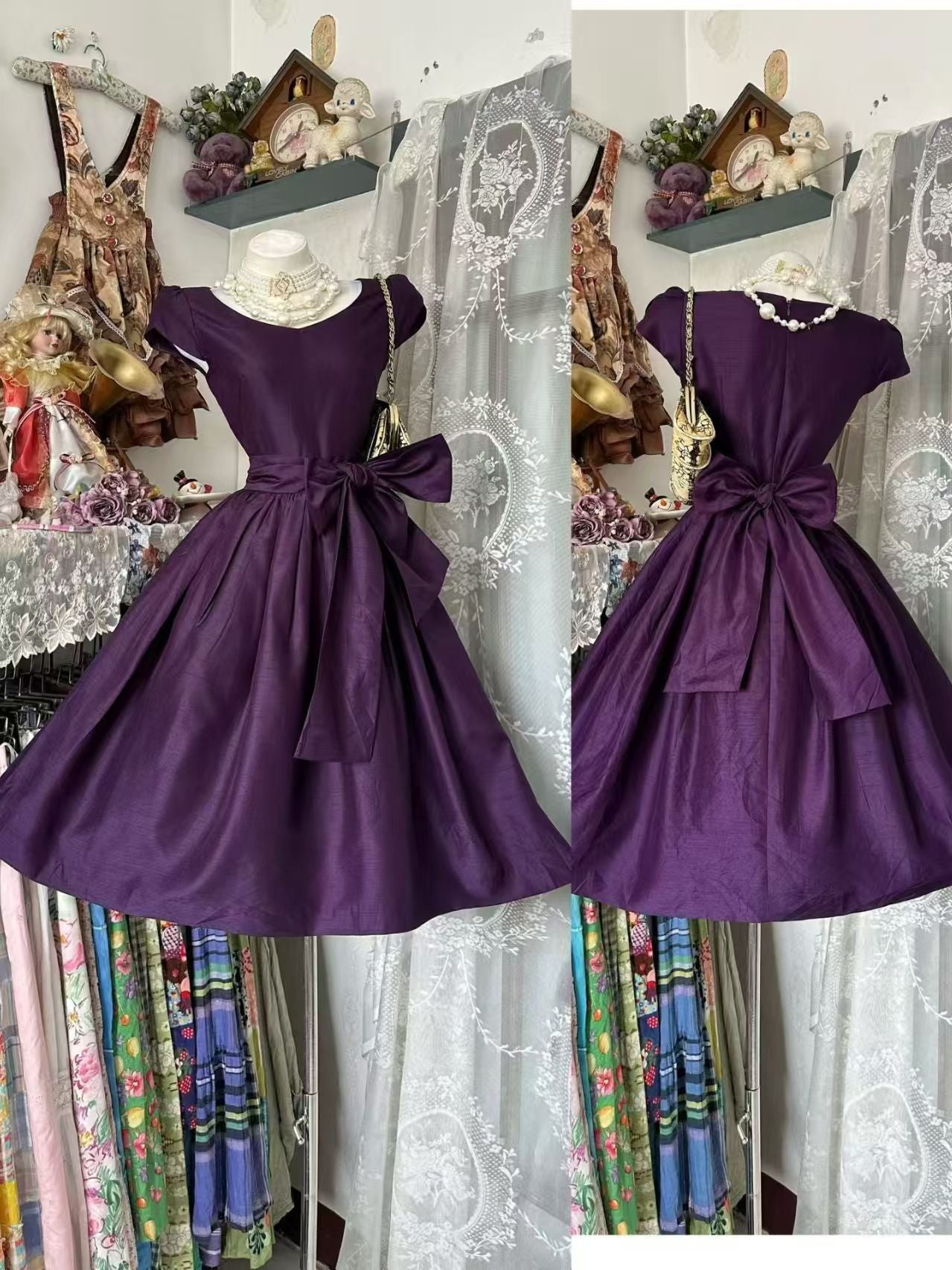 Modest Purple A Line Homecoming Dress Short Birthday Dress  J11014