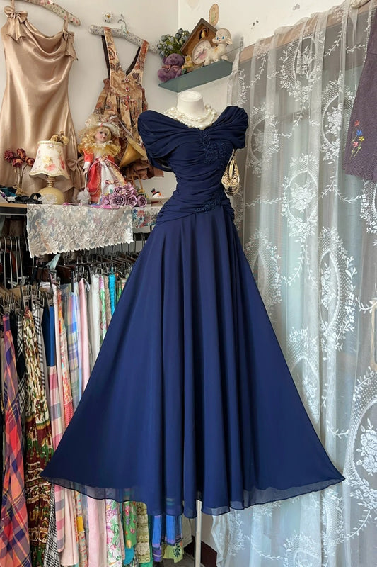 Trägerloses silbernes Vintage-Abendkleid, A-Linie, Geburtstagskleid J9370