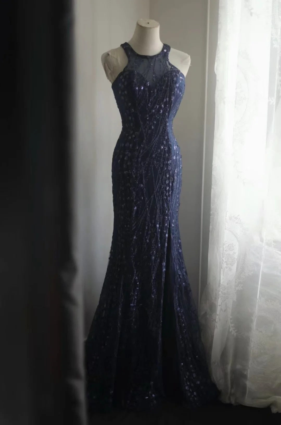 Trägerloses silbernes Vintage-Abendkleid, A-Linie, Geburtstagskleid J9370