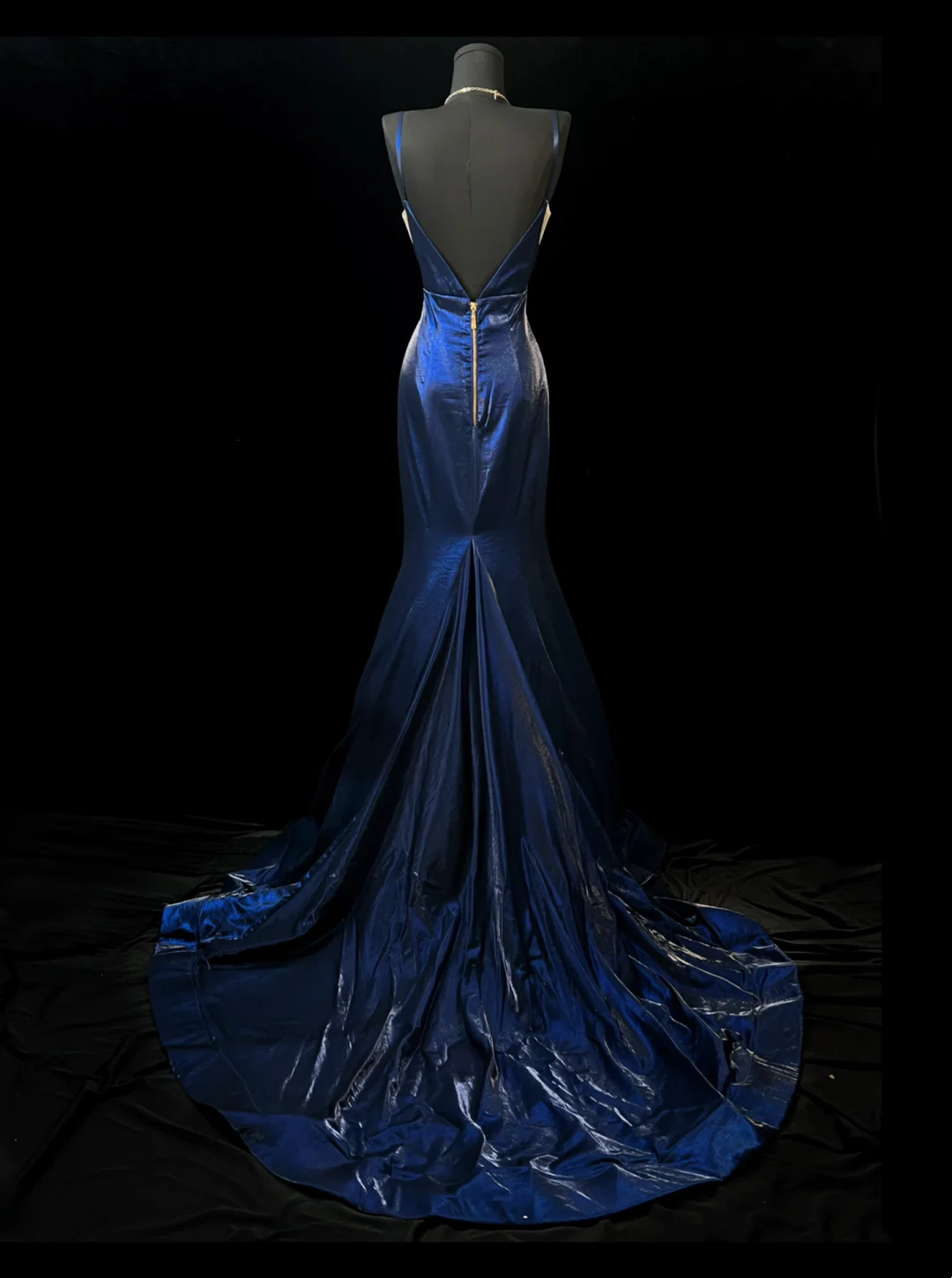 Navy Blue Mermaid Prom Dress V Neck Evening Dress  J10151