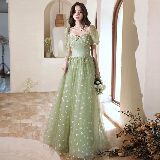 Green A Line Sweet Party Dress Formal Prom Dress 595