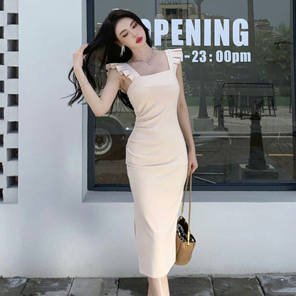 French Sheath Dress Women Summer New Sexy Spaghetti Strap Skirt 800