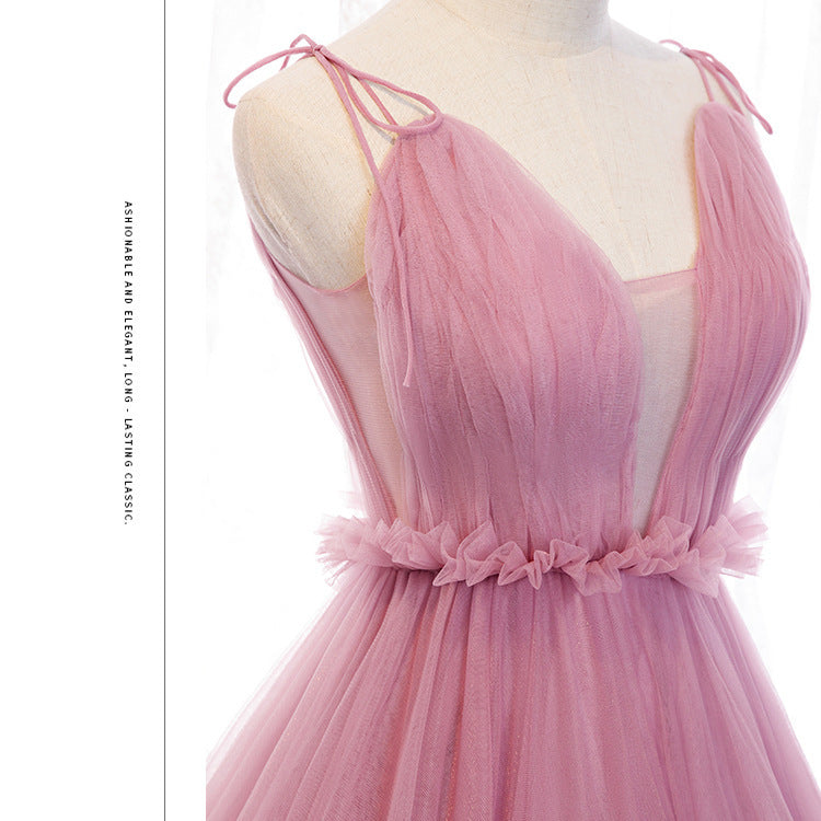 Pink Tulle Prom Dress Sweet 16 Birthday Party Gown with Train 612