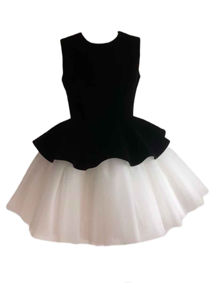 Velvet Spliced Ballet Tutu Mesh Sleeveless Vest Dress L28