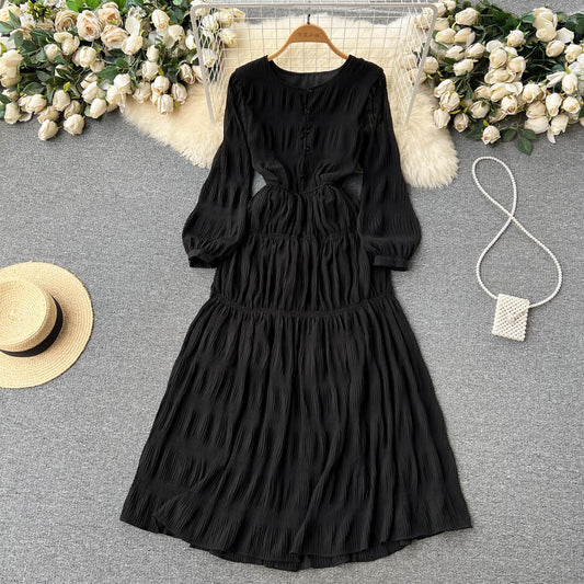 Women's Chiffon A-line Loose and Elegant Knee Length Dress 347