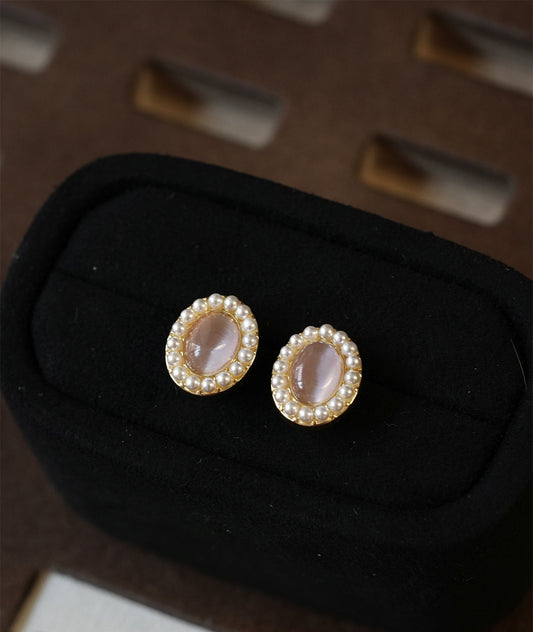 Boucles d'oreilles pendantes en acier inoxydable avec pampilles en pierre naturelle colorée rétro G30