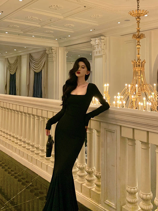 Long Sleeves Mermaid Autumn Dress Evening Party Dress L71