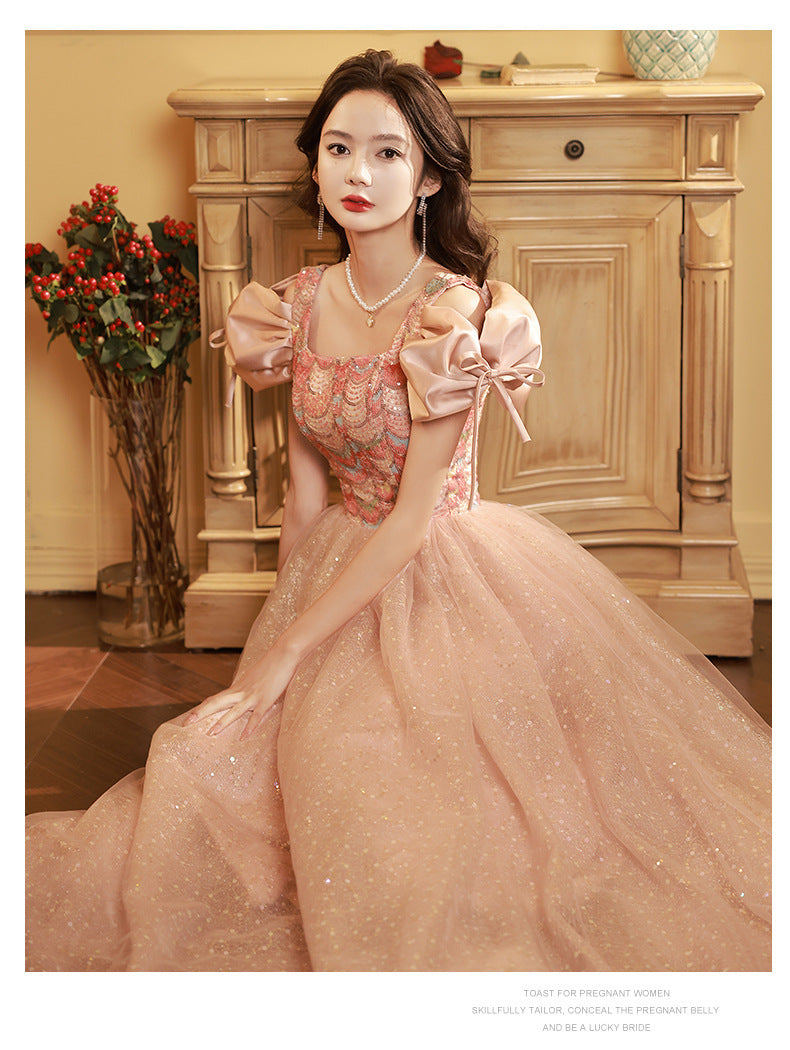 pink sparkly prom dress puffy Cute Sparkly Sweetheart Hot Pink Prom Dresses with Beaded AB22101
