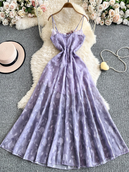 Robe à bretelles spaghetti à fleurs 3D Robe de fée L57