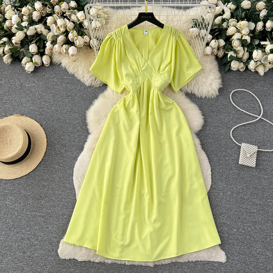 Women's Summer French Style V-neck Fairy Dress 276