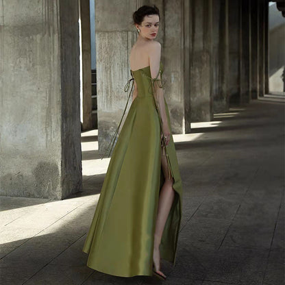 Green Long Prom Dress Stain  A Line Evening Formal Gown 177 - JulyProm