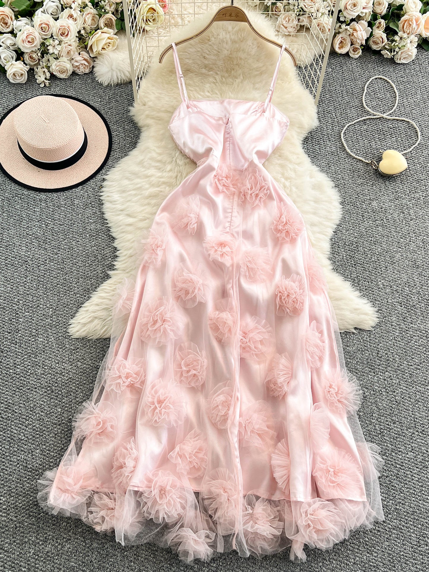 3d Flower Dress Summer Mesh Princess Dress L64